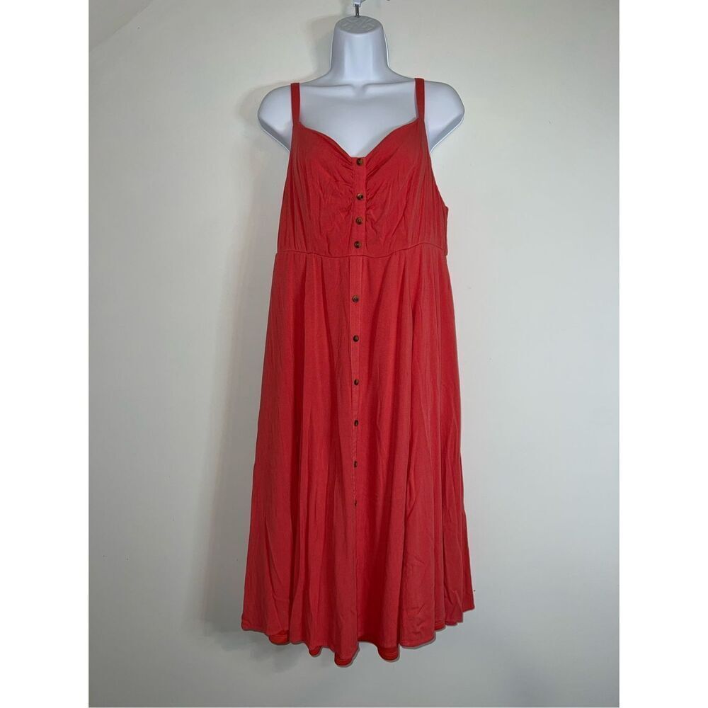 Torrid Midi Textured Woven Button-Front Dress Sz 1 - image 3